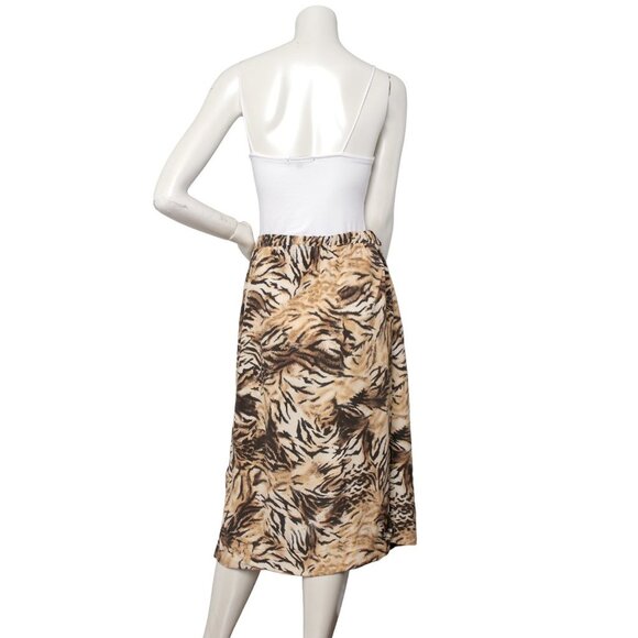 Vintage Harmony Midi Skirt Tiger Print Lightweight Drawstring Elastic Waist - Picture 3 of 8